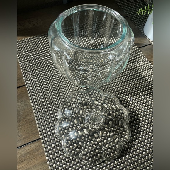Glass Pumpkin Jar, Removable Lid, Approximately 7inch Height, 6inch Width - Picture 5 of 7